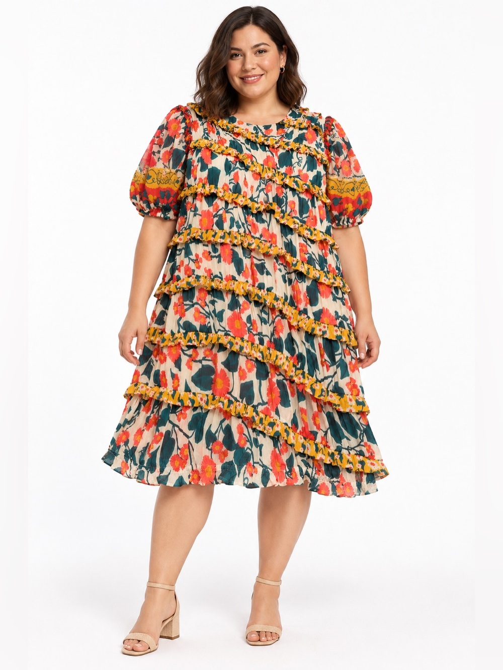 Farm Rio x Anthropologie Puff-Sleeve Fitted Mini Dress XXL Flawed